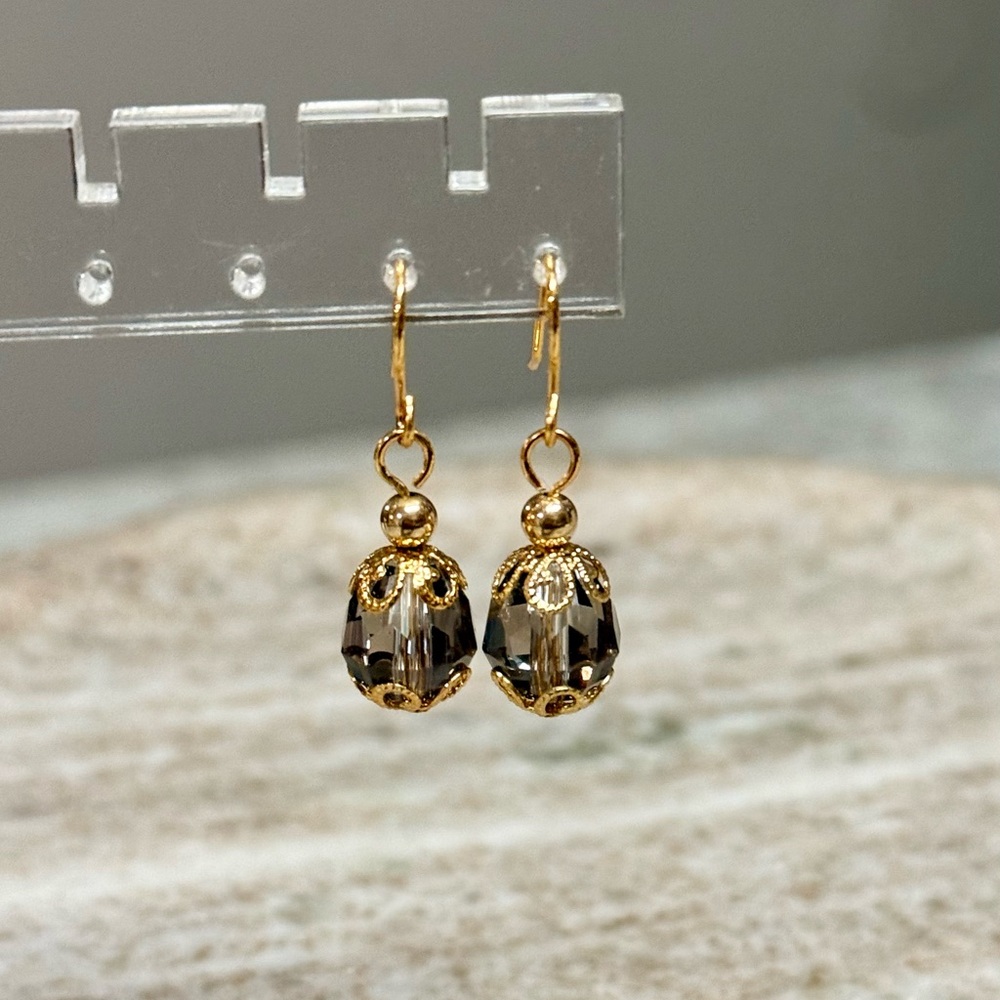 Gold-Filled Faceted Smokey Quartz Teardrop Earrings